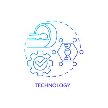 Technology blue gradient concept icon. Innovative methods. Patient screening. Pandemic preparedness effort abstract idea thin line illustration. Isolated outline drawing. Myriad Pro-Bold fonts used