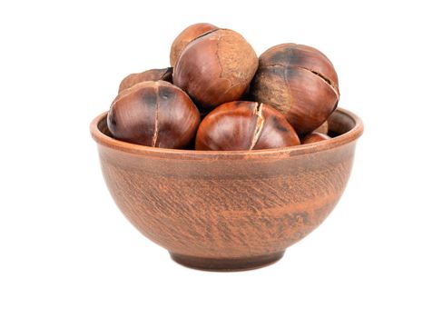 Roasted chestnuts in bowl