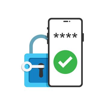 Password protection icon in flat style. Authentication vector illustration on isolated background. Login verification sign business concept.