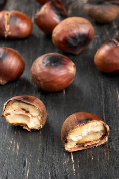 Roasted chestnuts and half