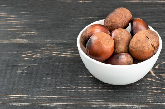 Roasted chestnuts in bowl