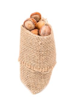 Hazelnuts in a sack