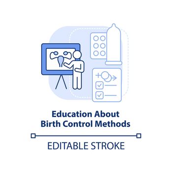 Education about birth control light blue concept icon