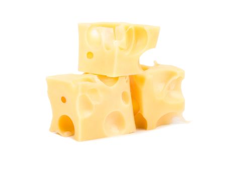 Three cubes of cheese