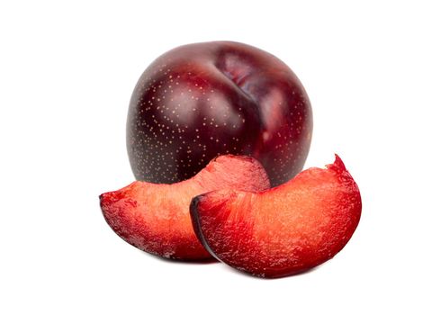 Red plum with slice