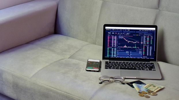 Earnings on cryptocurrency Binance on laptop