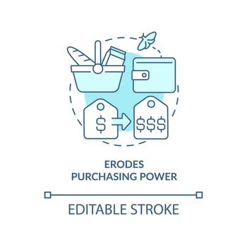 Erodes purchasing power turquoise concept icon