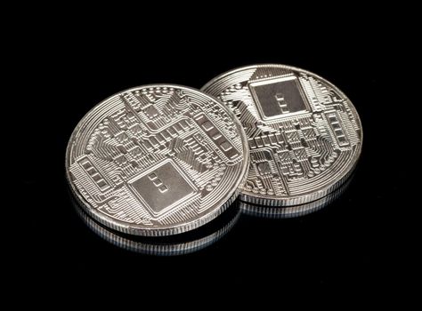 Two silver coins bitcoin