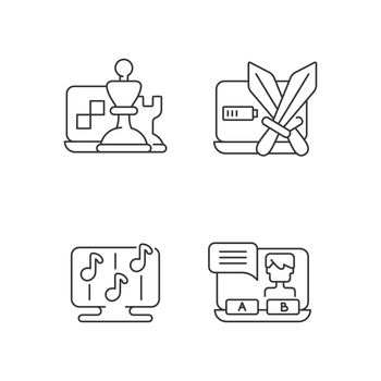 Competitive games types linear icons set