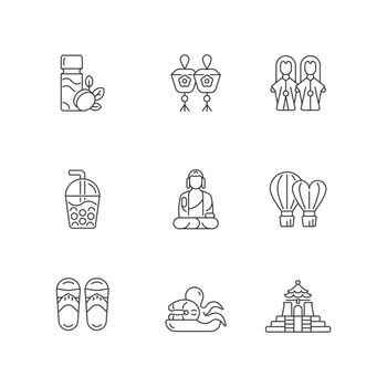 Traditional taiwanese linear icons set