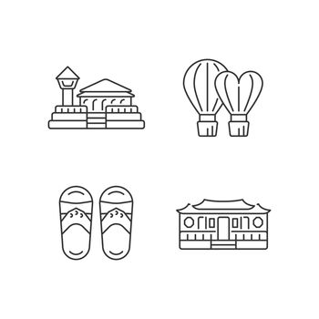 National taiwanese linear icons set