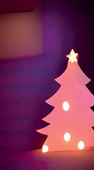christmas tree with lights and stars