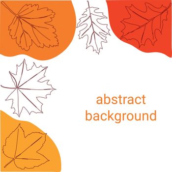 Background from autumn leaves. Autumn leaves in one line style. Vector illustration.