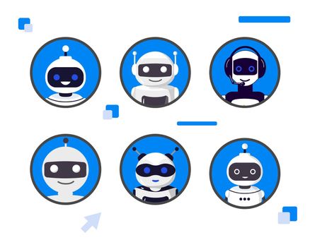 Set of different chat bot heads vector illustration