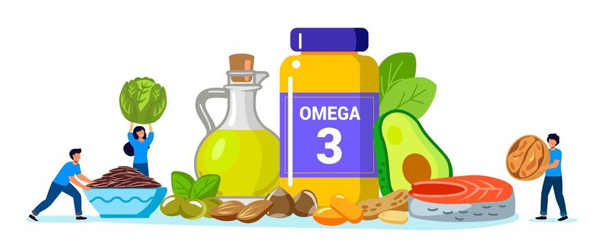 Omega 3 fat concept Food supplement and health care