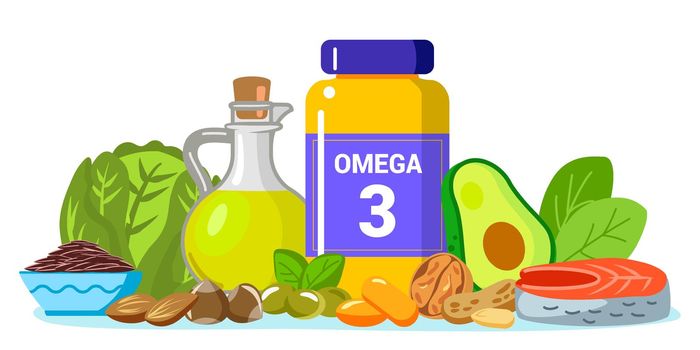 Omega 3 fat concept Food supplement and health care