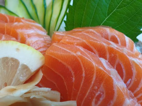 Japanese food sashimi salmon and sushi