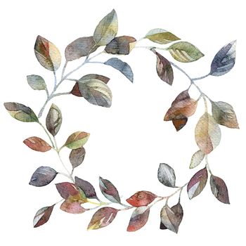 Watercolor leaves wreath