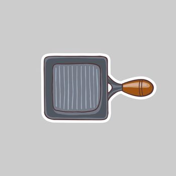 Grill pan for meat, fish and cauliflower steak vector