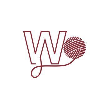 Letter W and skein of yarn icon design illustration