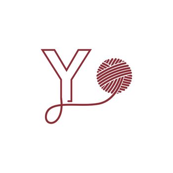 Letter Y and skein of yarn icon design illustration