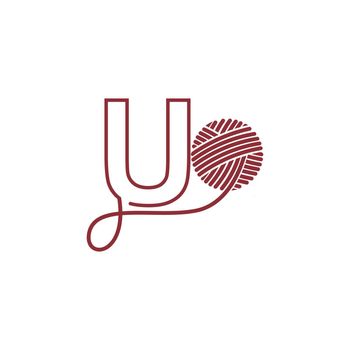 Letter U and skein of yarn icon design illustration