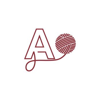 Letter A and skein of yarn icon design illustration