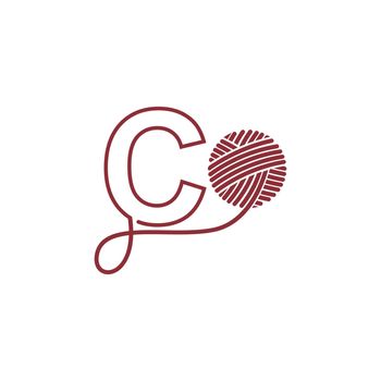 Letter C and skein of yarn icon design illustration