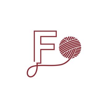 Letter F and skein of yarn icon design illustration