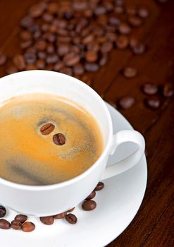 Coffee Espresso. Cup Of Coffee on a wooden background