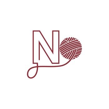 Letter N and skein of yarn icon design illustration