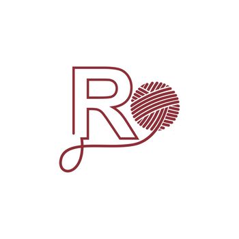 Letter R and skein of yarn icon design illustration