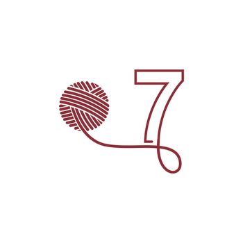 Number 7 and skein of yarn icon design illustration