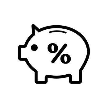 Piggy bank with percentage sign. Vector.