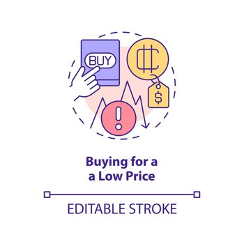 Buying for low price concept icon