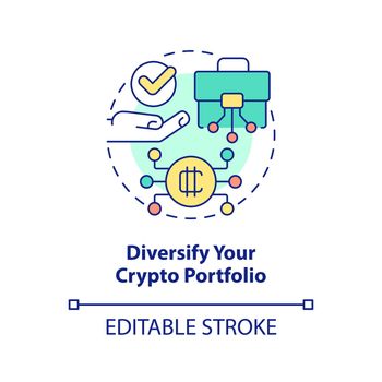 Diversify your crypto portfolio concept icon