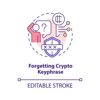 Forgetting crypto keyphrase concept icon