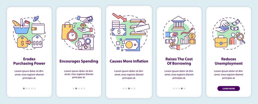 Effects of inflation onboarding mobile app screen