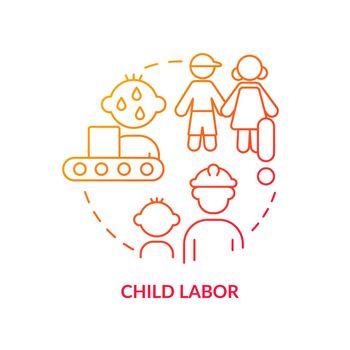 Child labour red gradient concept icon