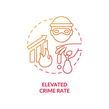 Elevated crime rate red gradient concept icon