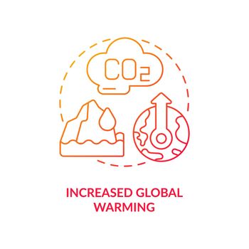 Increased global warming red gradient concept icon
