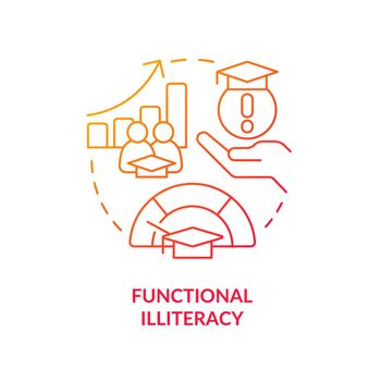 Functional illiteracy red gradient concept icon