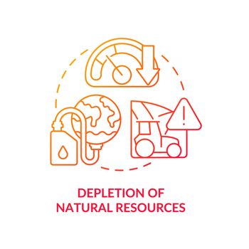 Depletion of natural resources red gradient concept icon