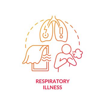 Respiratory illness red gradient concept icon