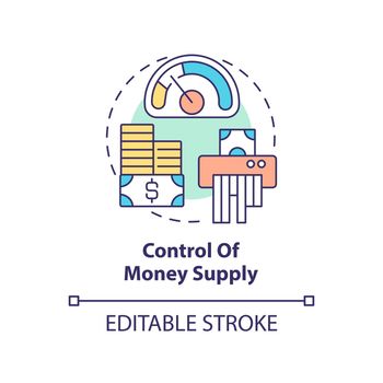 Control of money supply concept icon