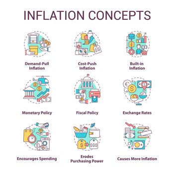 Inflation concept icons set