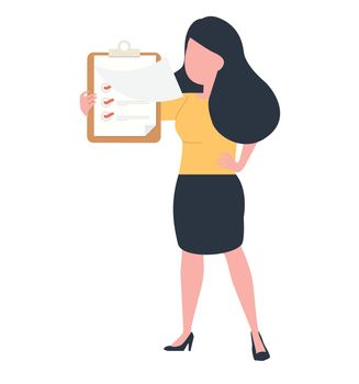 Woman Holding checklist on clipboard
