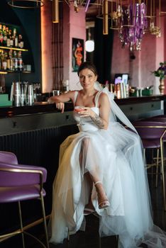 bride inside the cocktail bar