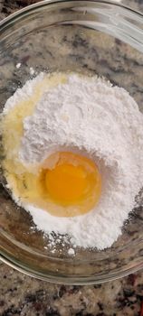 homemade recipe image with eggs and flour