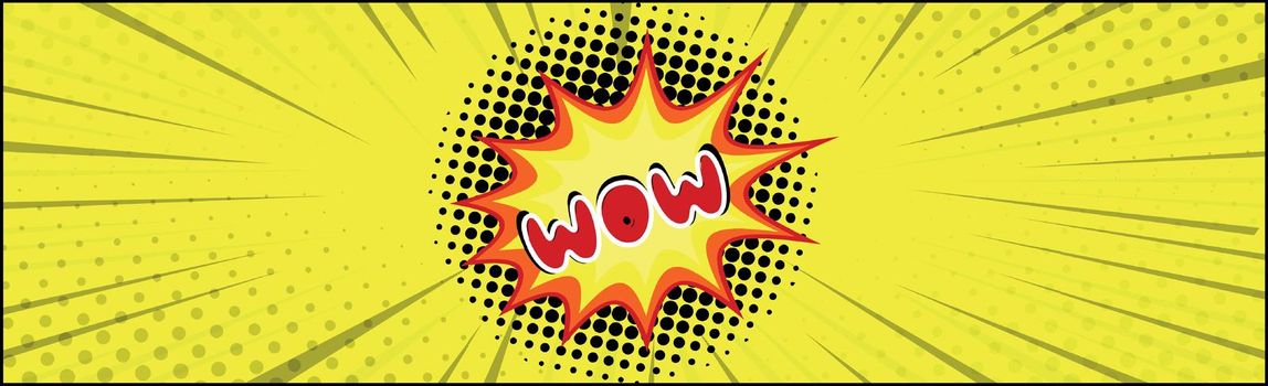 Comic zoom inscription WOW on a colored background - Vector